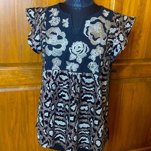 Savanna Jane black & silver sequined top